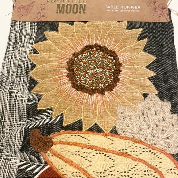 Harvest Moon Table Runner Decor with Sunflower and Pumpkin Design - Picture 7 of 16